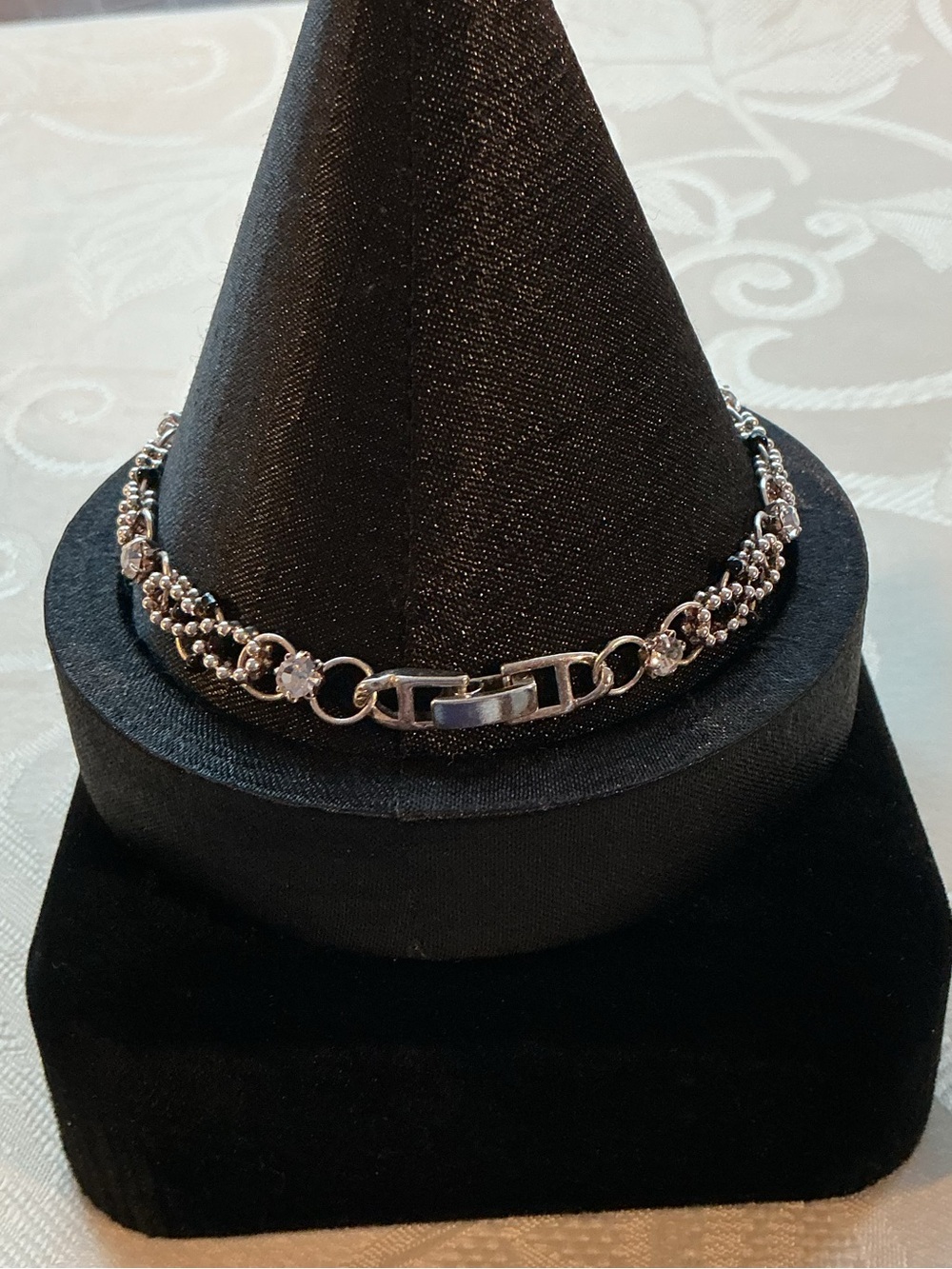 Black & Clear Faceted Seed Bead Chainmaille Silver Tone Necklace,Bracelet,Earrin - Picture 8 of 11
